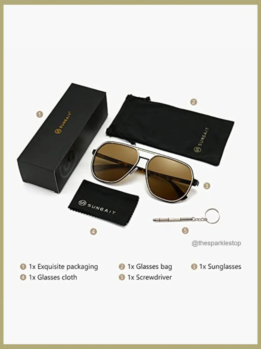 Polarized Aviator Sunglasses with Metal Frame UV400 Protection